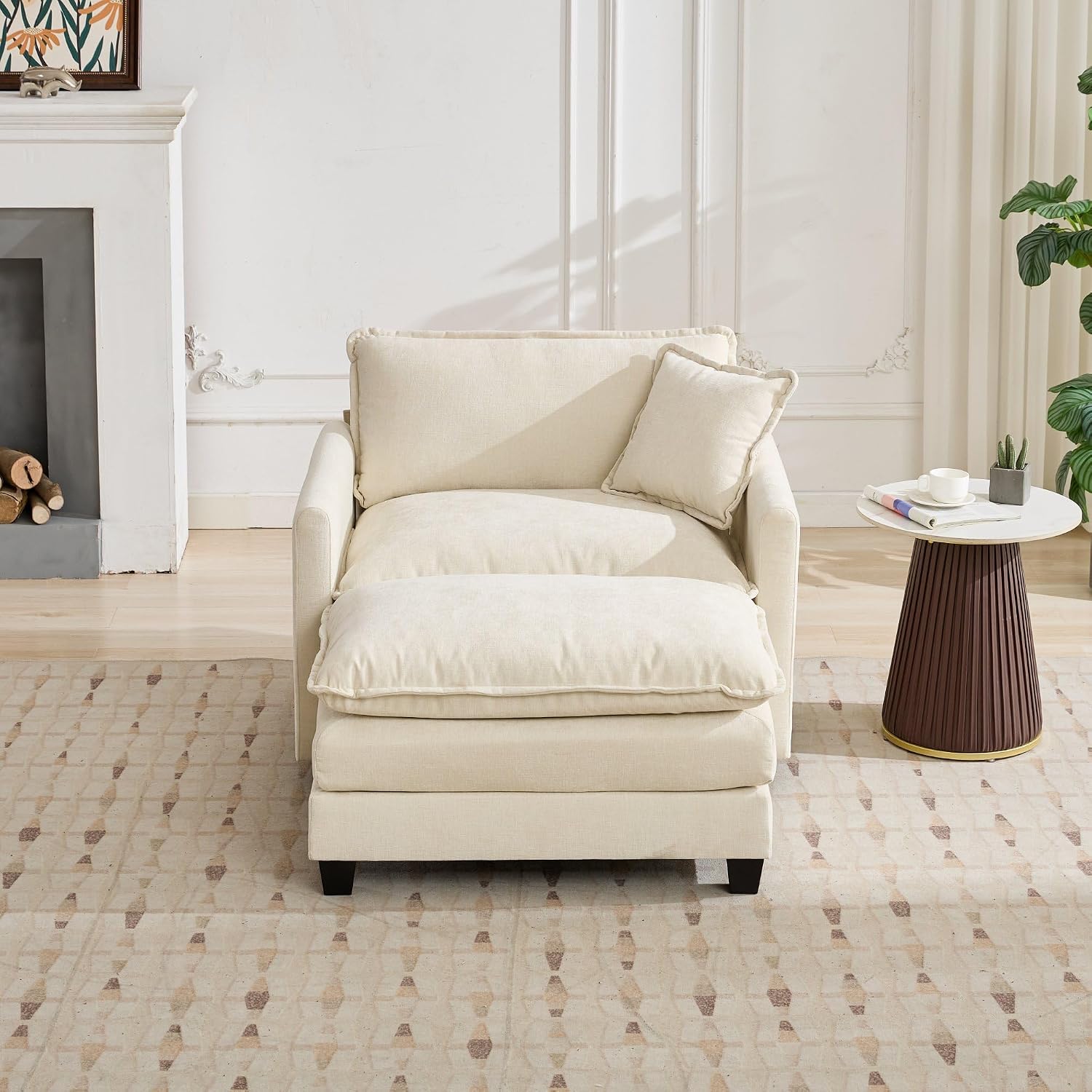 SoarFlash Chenille Sectional Middle Position Sofa, Beige