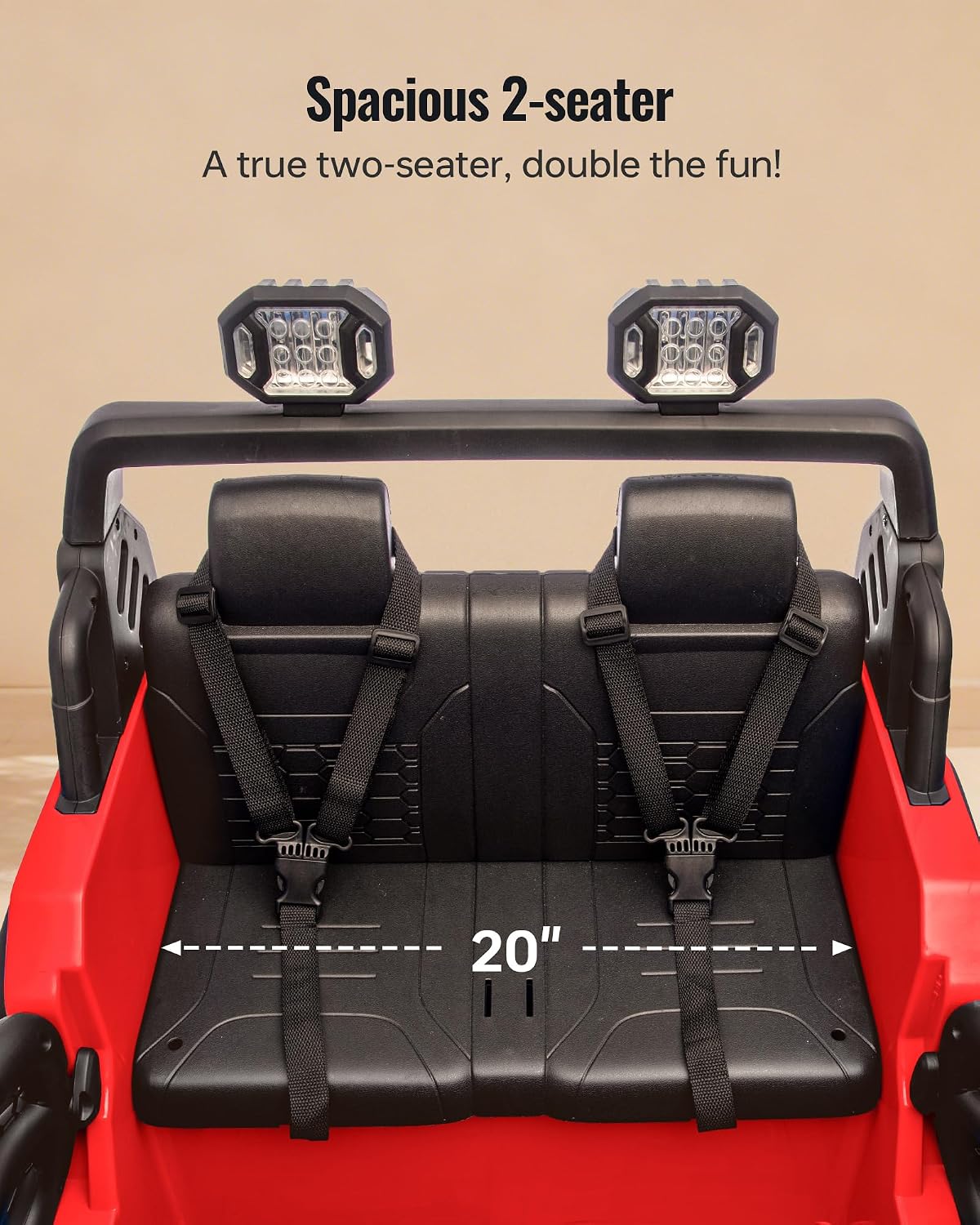 Outfunny 2 Seater Ride on Car Toy, 12V Electric Car for Kids 4-8 with Remote Control, Capacity 150 lb, LED Light - Red
