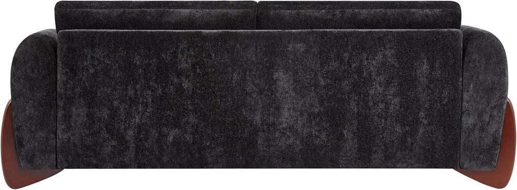 Christopher Knight Home Taki 89 Inches Sofa Couch, Cozy Chenille Upholstered 3-Seater Sofa, Wood Frame Couches, Comfy Home Sofa Living Room and Office, Lounge Seating with Armrests, Black