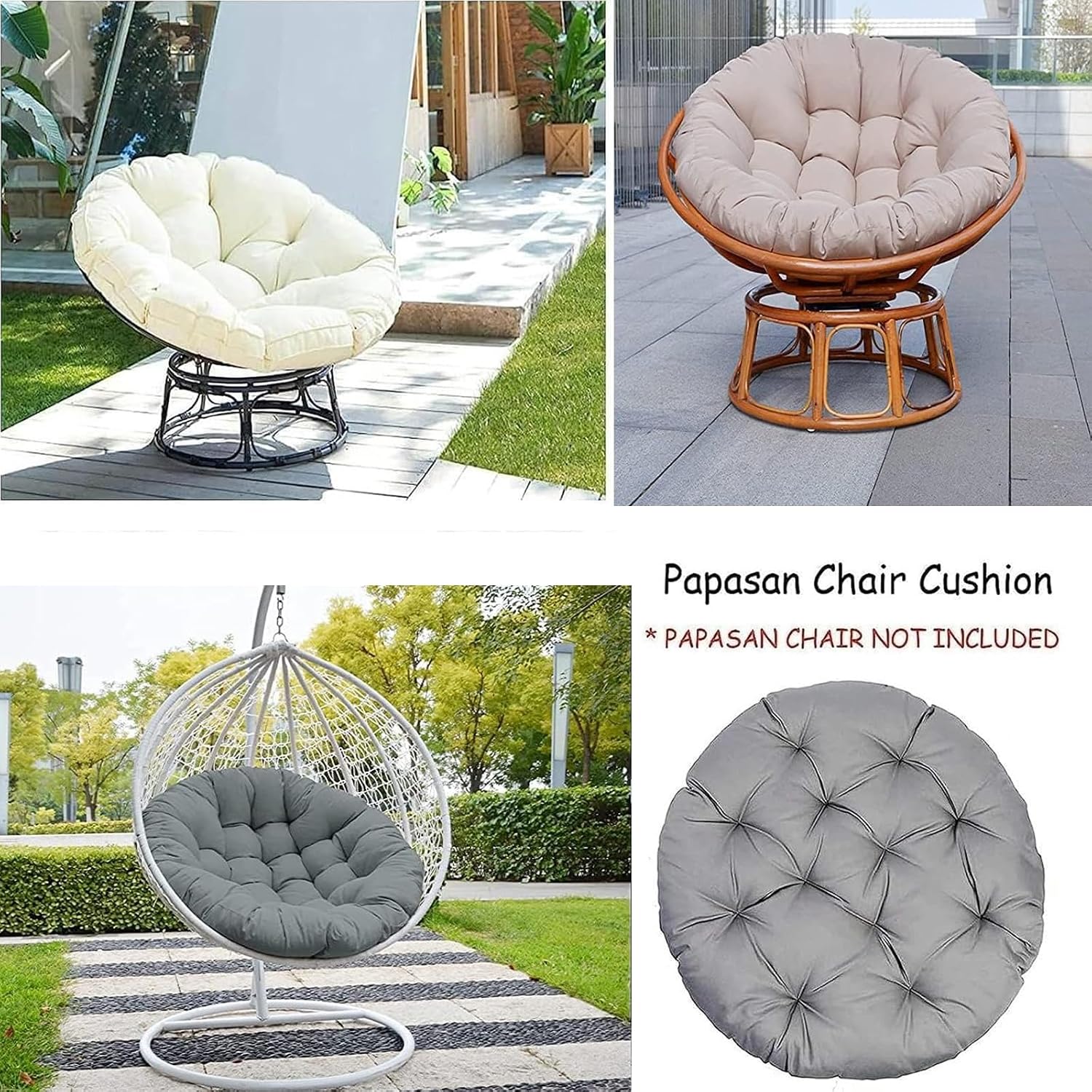 Outdoor Seat Cushion for Hanging Basket Chair Garden Egg Chair Rocking Chair Hammock, Papasan Hanging Basket Chair Cushion, Soft and Thick Outdoor Papasan Rocking Chair Cushion(Orange,140x140cm)