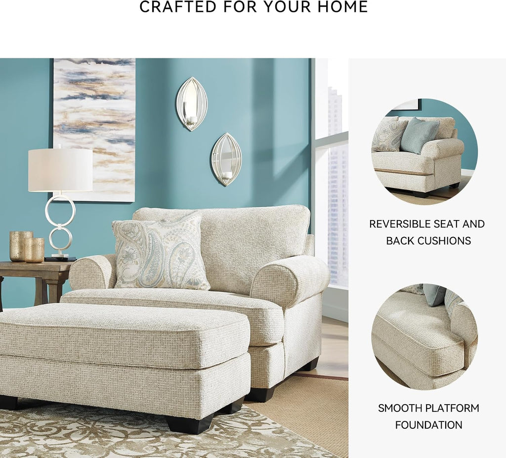 Signature Design by Ashley Monaghan Classic Upholstered Oversized Chair with Toss Pillow, Light Brown