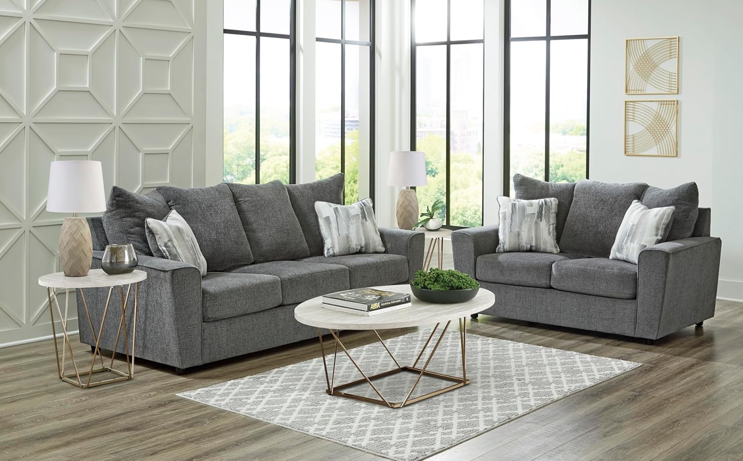 Signature Design by Ashley Stairatt Casual Sofa with Flared Arms, Gray
