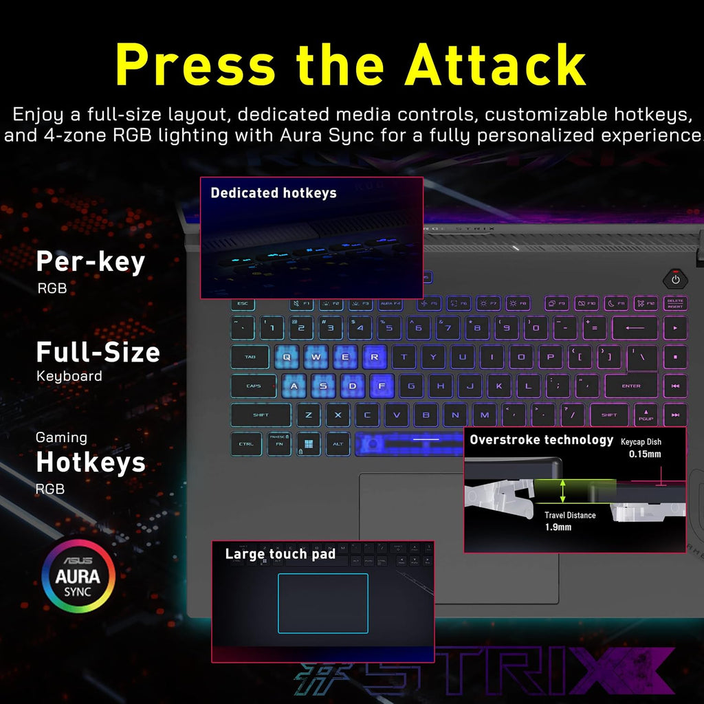 ASUS ROG Strix G16 Gaming Laptop, 16' WUXGA 165Hz Display, NVIDIA GeForce RTX 5070 Ti, AMD Ryzen 9 8940HX, 32GB DDR5, 3TB Storage(2TB SSD+1TB Docking Station Set), RGB Backlit Keyboard, Win 11, Gray