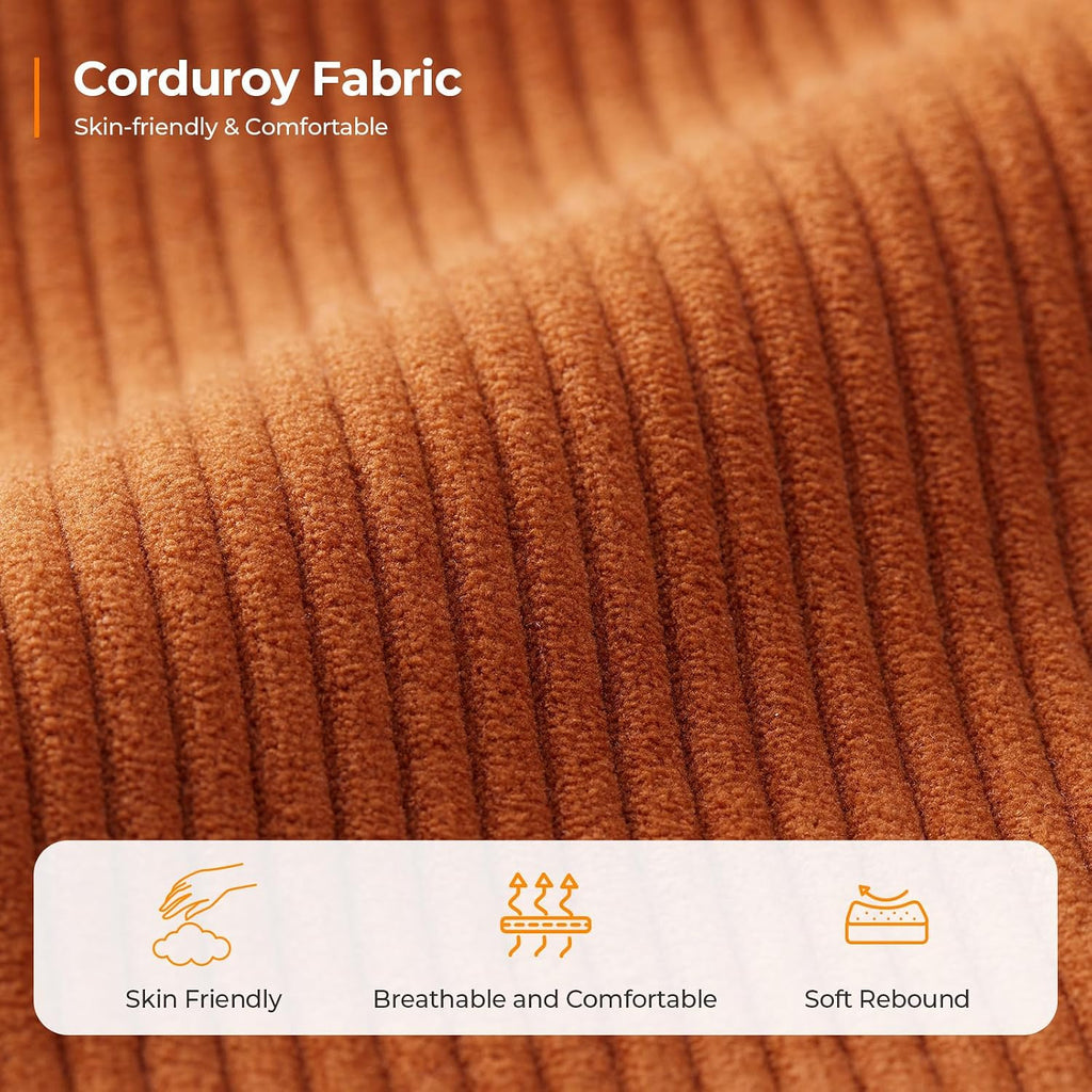 COPIAE 89 Inch Sofa with Extra Deep Seats Oversize, 3 Seater Sofa for Living Room, Modern Couch and Sofa, Comfy Armrests and Seats and Backrests, Easy Installation, Corduroy Fabric Rust