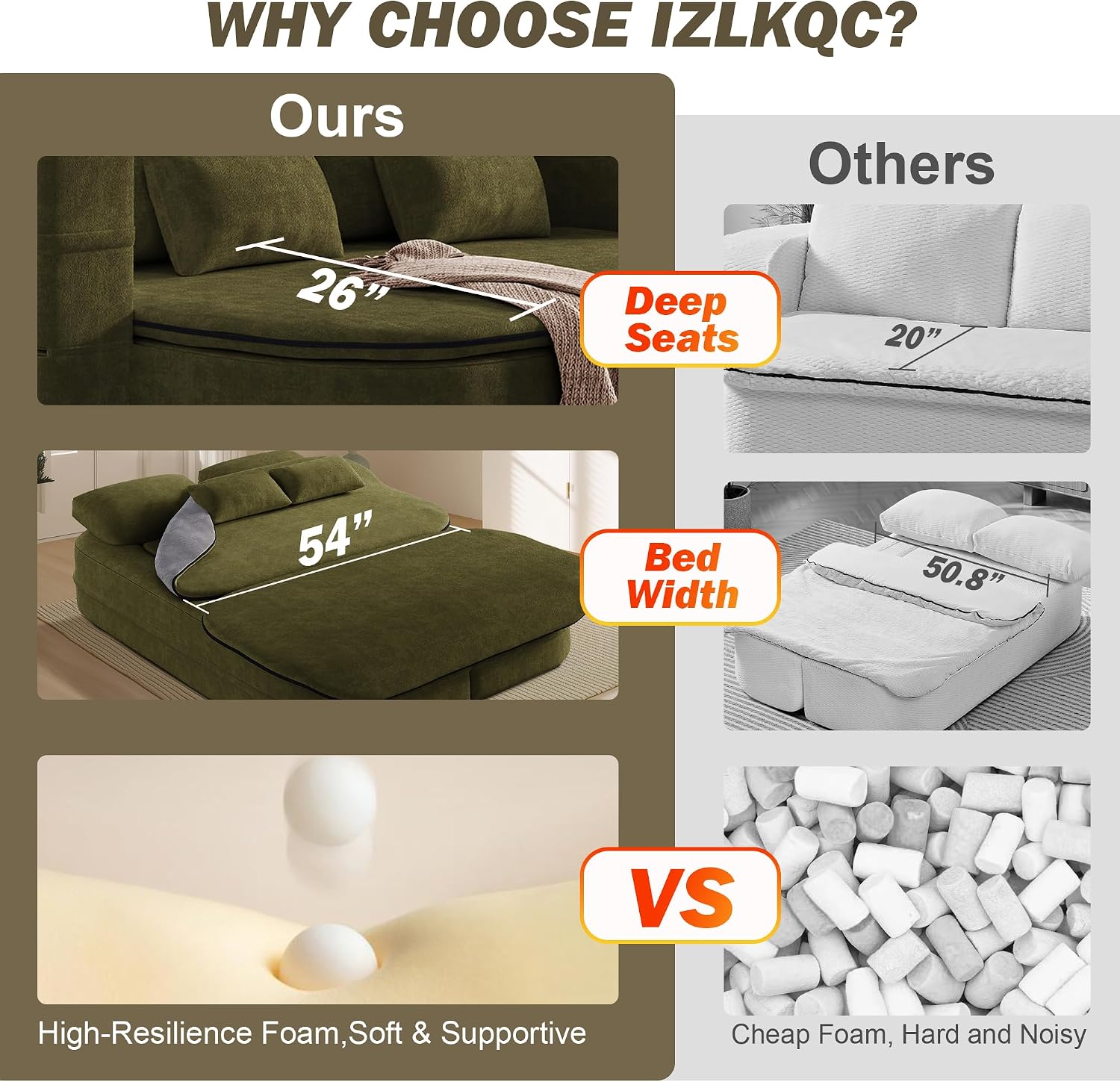 75'' Folding Sleeper Sofa Bed, Convertible Memory Foam Boneless Couch, Foldable Full Size Guest Bed, Modern 2-in-1 Futon Floor Sleeper Sofa with 4 Pillows and Blanket (Chenille, Green1)