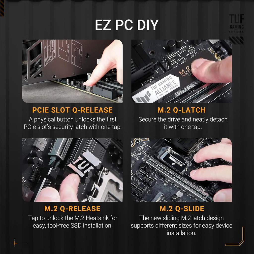 ASUS TUF Gaming Z890-PLUS WiFi Z890 LGA 1851 ATX Motherboard, Intel® Core™ Ultra Series 2 Ready, Advanced AI PC-Ready, 16+1+2+1 Stages, DDR5, PCIe® 5.0, Thunderbolt™ 4 Type-C®, 4X M.2, Wi-Fi 7, 2.5Gb