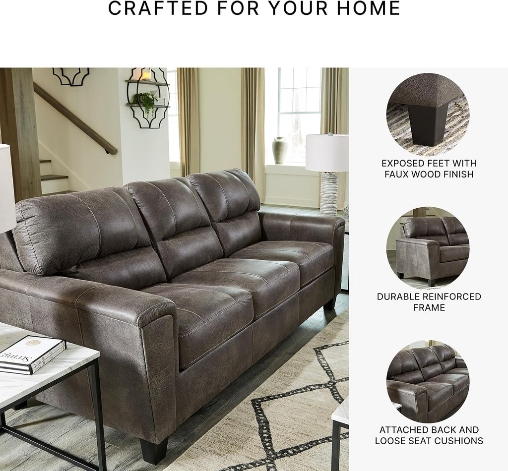 Signature Design by Ashley Navi Faux Leather Modern Sofa, Gray