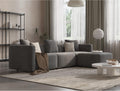 Acanva Luxury L-Shaped Upholstery Convertible Modular Sectional Sofa, Contemporary Reversible Couch with Chaise Lounge for Living Room, Apartment, 4 Piece Set, Suedette Dark Grey