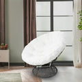 Naomi Home 40' Papasan Chair Indoor with Cushion and Frame – Round Wicker Papasan Chair with Thick Tufted Cushion, Sturdy Metal Base, Large Reading Chair for Bedroom & Living Room, White