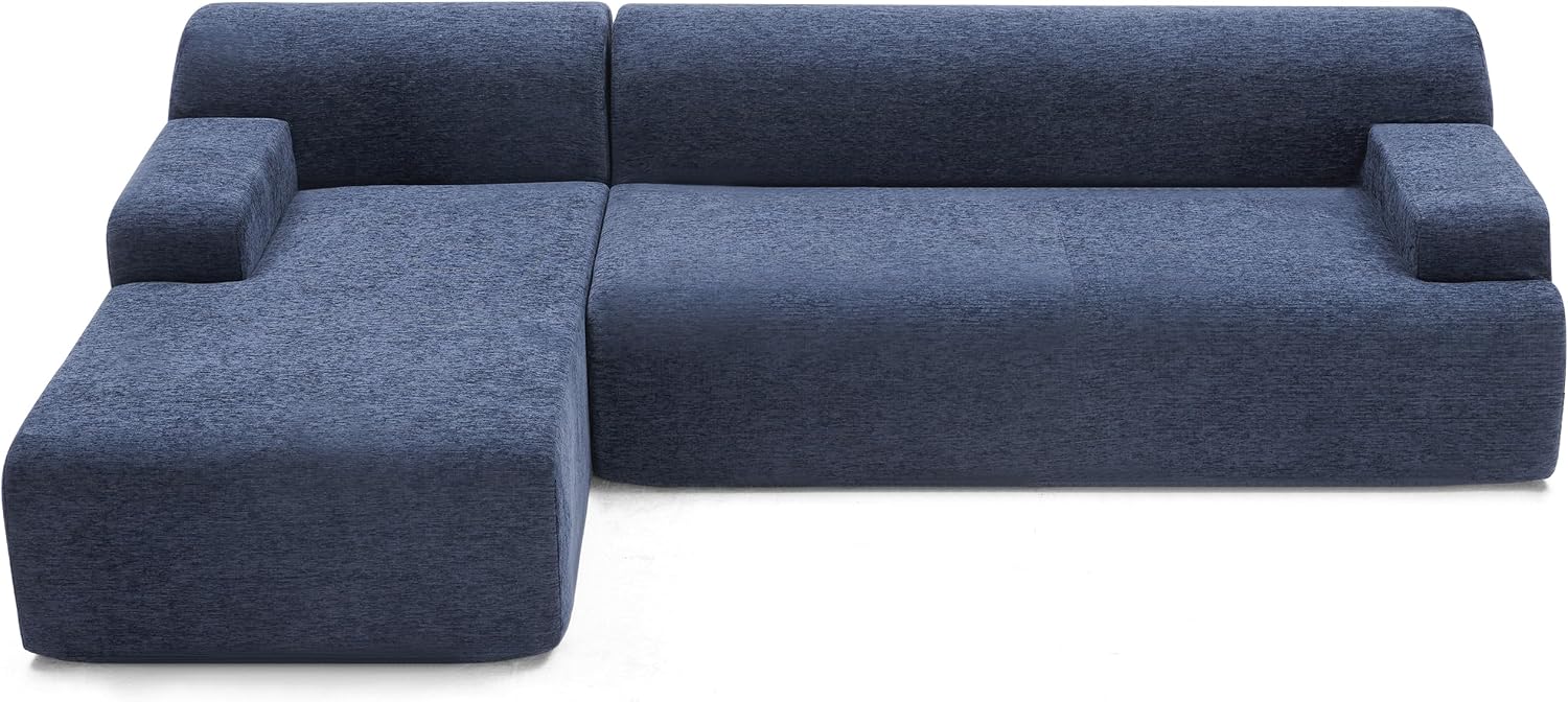 Huatean Home 107' Chenille Modular Sectional Sofa, L-Shape Couches for Living Room, Modern Sofa Couch for Living Room, High Density Sponges Cloud Couch Sectional, Blue