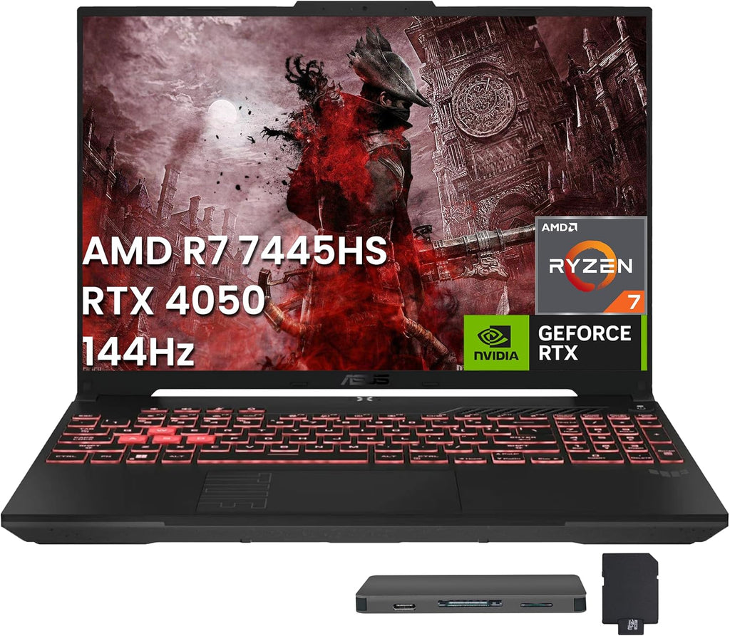 ASUS TUF A16 16' WUXGA 144Hz Gaming Laptop, AMD Ryzen 7 7445HS, NVIDIA GeForce RTX 4050, 32GB DDR5, 3TB Storage(2TB SSD+1TB Docking Station Set), RGB Backlit Keyboard, Copilot, Win11 Pro, Gray