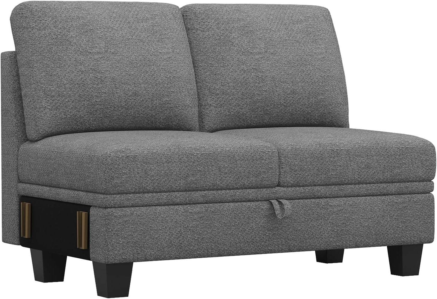 Belffin 45.6' Chenille Loveseat Module for Sectional Couch, 2-Seater Modular with Storage for Modular Sectional Sofa. Light Grey.