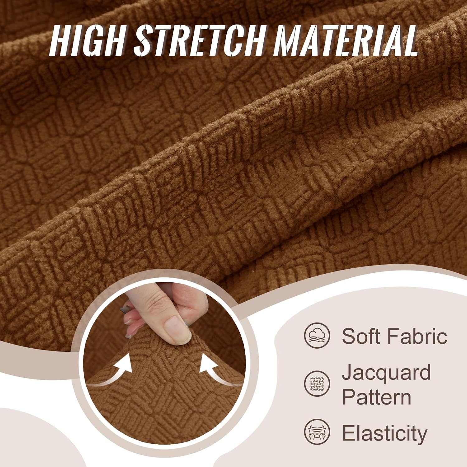 HDCAXKJ Sectional Couch Cover L Shape Stretch Sofa Covers Washable Jacquard Corner Couch Slipcover Non Slip Sectional Slip Cover U Shaped Furniture Protector for Pets Dogs (Caramel, Medium)
