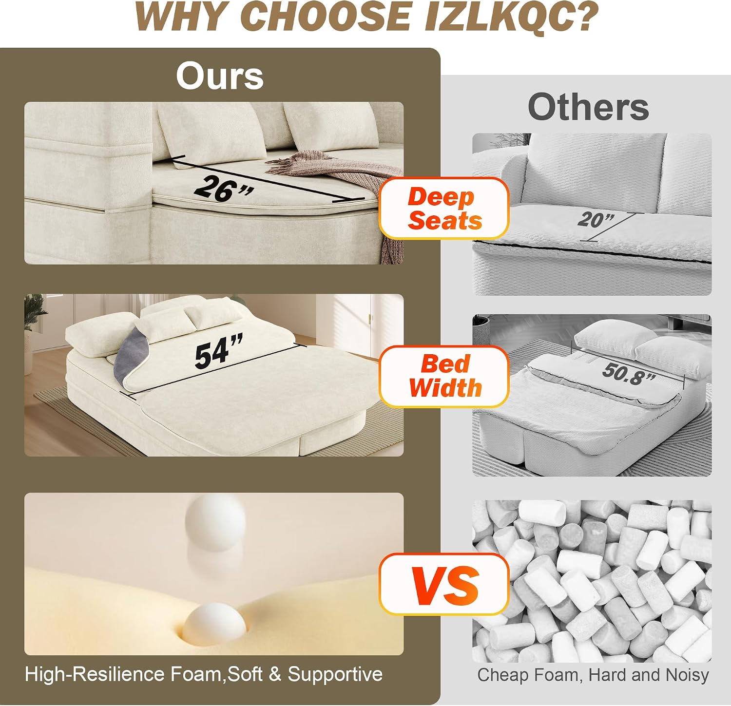 75'' Folding Sleeper Sofa Bed, Convertible Memory Foam Boneless Couch, Foldable Full Size Guest Bed, Modern 2-in-1 Futon Floor Sleeper Sofa with 4 Pillows and Blanket (Chenille, Beige1)