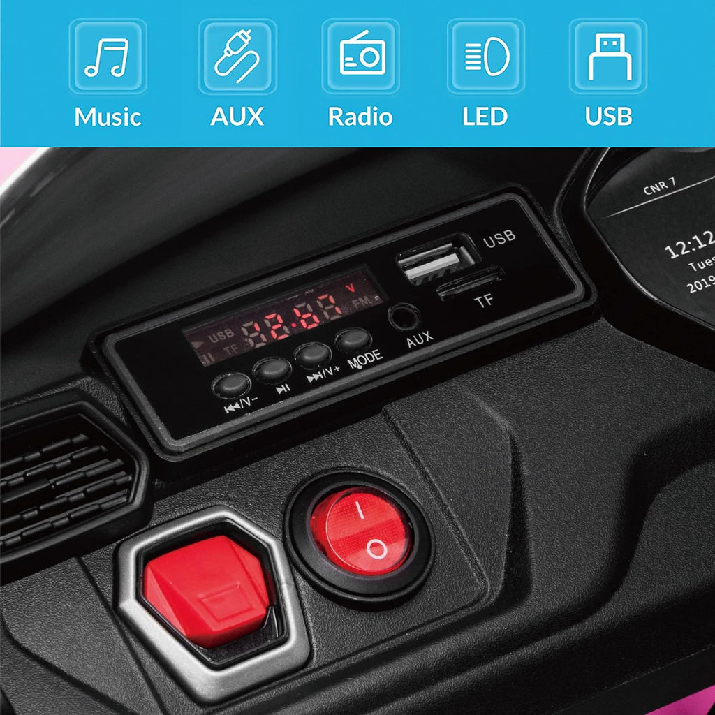 Kidzone Ride On Car 12V Lamborghini Urus Kids Electric Vehicle Toy w/Parent Remote Control, Horn, Radio, Port, AUX, Spring Suspension, Opening Door, LED Light - Pink