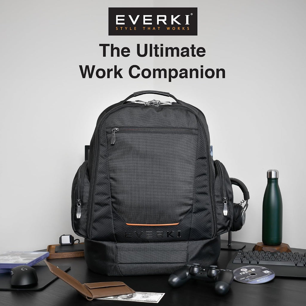 EVERKI ContemPRO 117 42L Laptop Backpack – Business Travel Backpack Carry On Flight Approved for Gaming Laptop & Travel Essentials with Water-Resistant Rain Cover, Fits Laptops up to 18.4' – Black