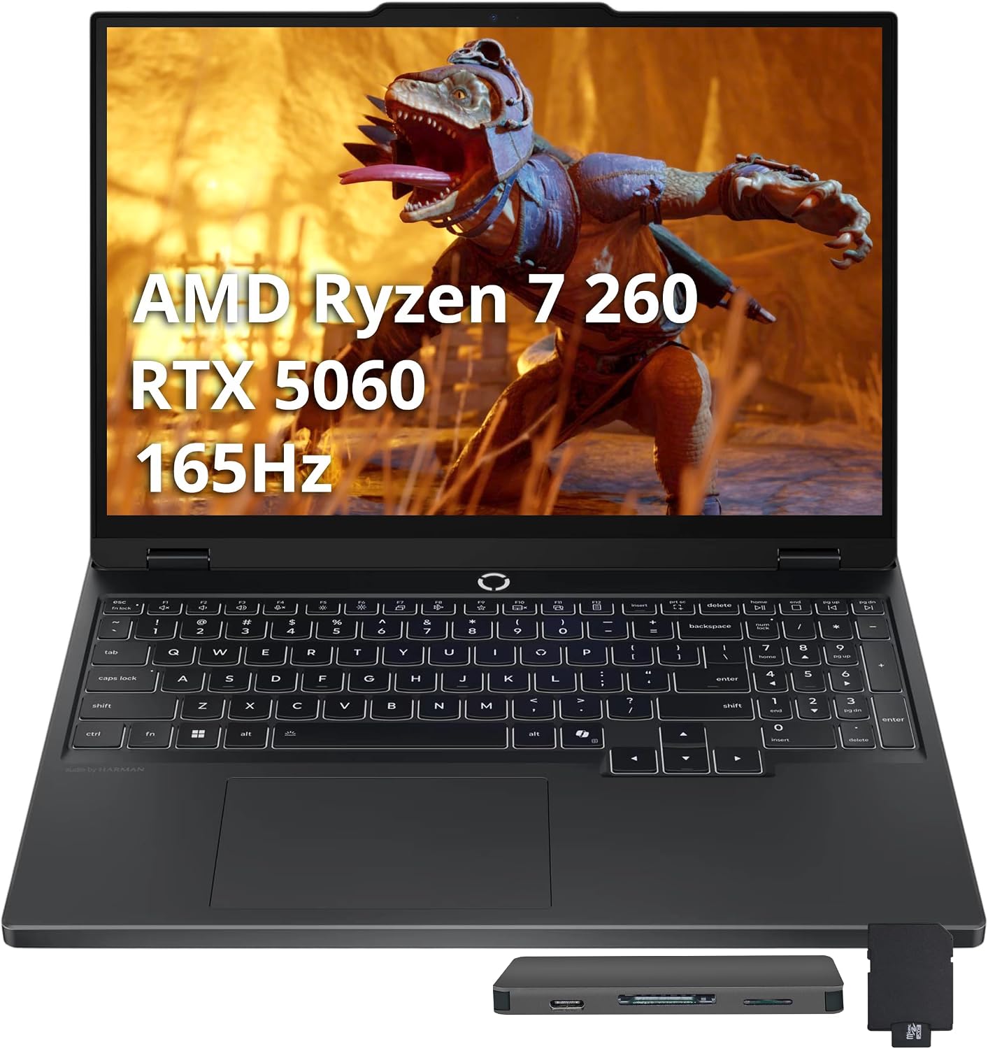 Lenovo Legion 5 15.3' WUXGA 165Hz Gaming Laptop, AMD Ryzen 7 260, GeForce RTX 5060, 16GB DDR5, 1.5TB Storage (512GB SSD+1TB Docking Station Set), Backlit Keyboard, HD Camera, Wi-Fi 6, Win 11, Black