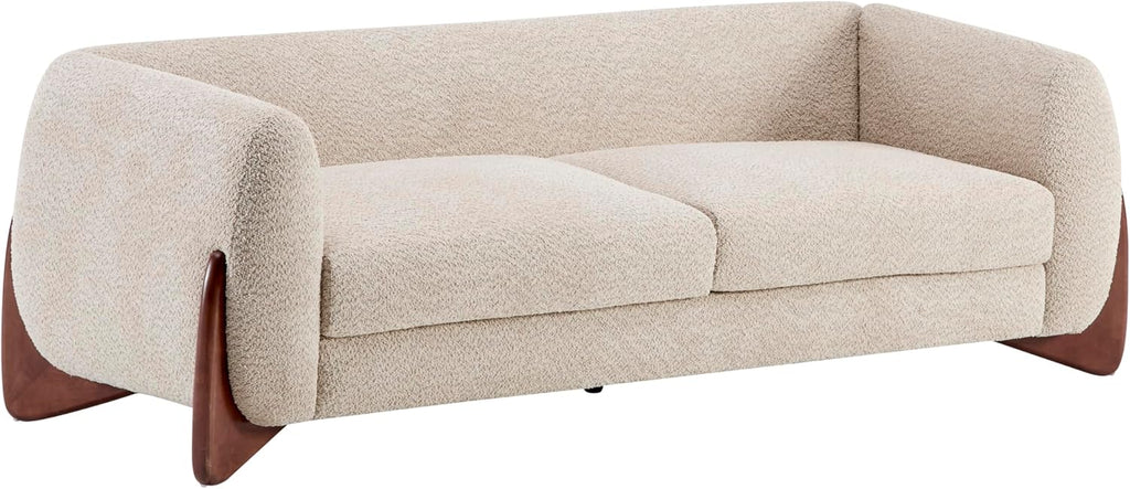 Christopher Knight Home Almab 82 Inches Sofa Couch, Cozy Boucle Upholstered 3-Seater Sofa, Wood Frame Couch, Comfy Couches for Living Room and Office, Modern Sofa, Lounge Seating, Almond
