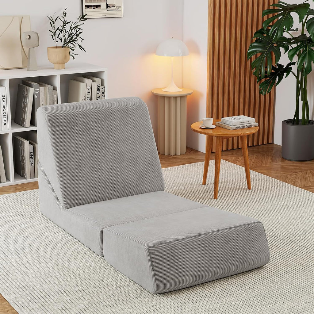 Giantex 3-in-1 Folding Sofa Bed, Convertible Sleeper Chair with Back Support, High Density Sponge, Washable Zippered Cover, Portable Floor Chaise Lounge for Living Room Bedroom Office Apartment (Grey)