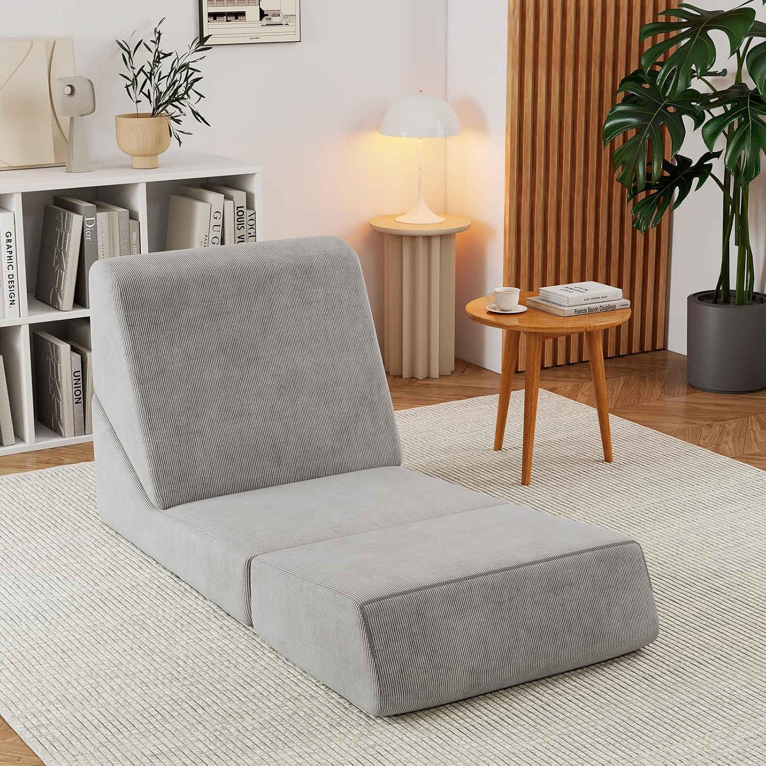 Giantex 3-in-1 Folding Sofa Bed, Convertible Sleeper Chair with Back Support, High Density Sponge, Washable Zippered Cover, Portable Floor Chaise Lounge for Living Room Bedroom Office Apartment (Grey)