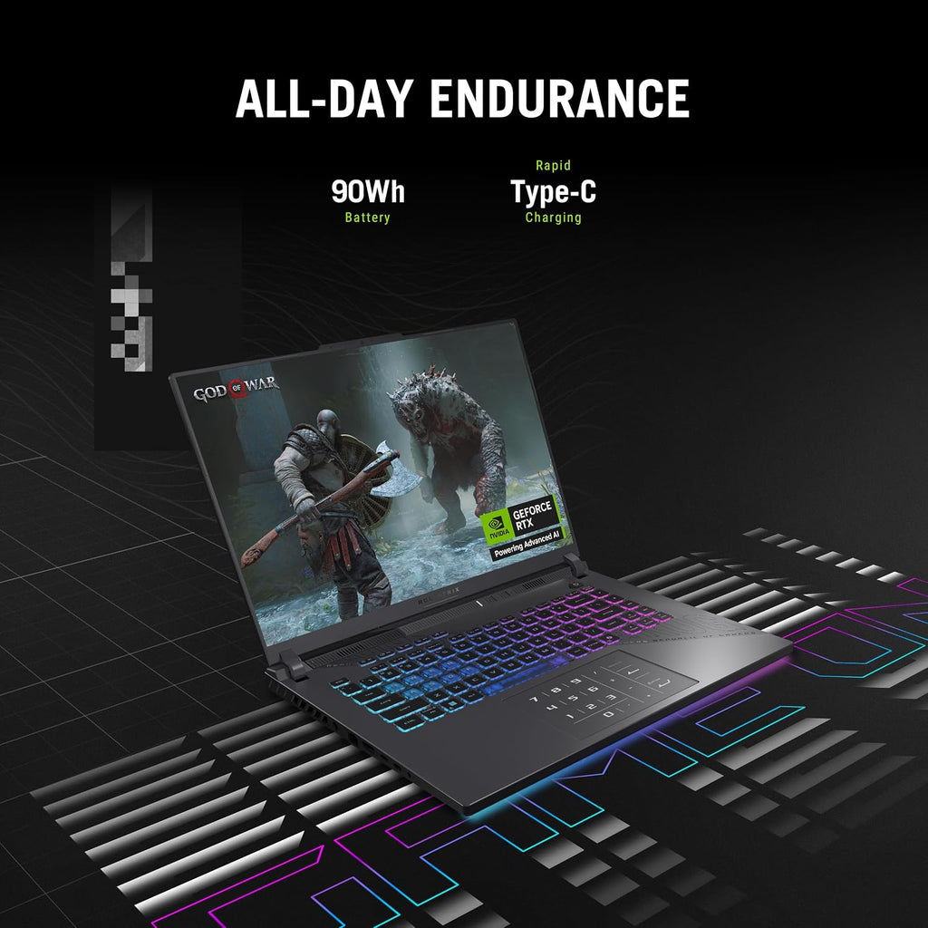 ASUS ROG Strix G16 Gaming Laptop, 16' 144Hz WUXGA FHD Display, NVIDIA GeForce RTX 5050 GPU, AMD Ryzen 9 9955HX Processor, 16GB DDR5 RAM, 1TB SSD, Backlit RGB Keyboard, Windows 11