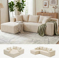Bashaw 108' Modular Sectional Sofa Couches with Chaise, L-Shape Boneless Couch Deep Seat Upholstered Boneless Sectional Couch for Living Room (Beige, 108' Left Facing Chaise)