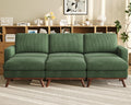 Vesgantti 97' Modular Sectional Sofa Green, Sectional Couch with Movable Ottoman, Comfy Corduroy Couch with Spring Cushion, Modular Sofa with Deep Seat for Living Room, Bedroom and Apartment