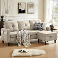 80' Convertible Sectional Sofa Couch with Movable Ottoman, 3 Seats Sectional Sofas L Shaped Couch for Small Spaces, Soft Fabric Couch for Living Room (Beige)