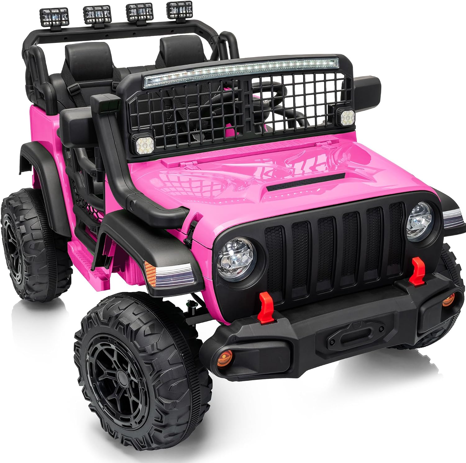 Outfunny 2 Seater Ride on Car Toy, 12V Electric Car for Kids 4-8 with Remote Control, Capacity 110 lb, LED Light - Pink