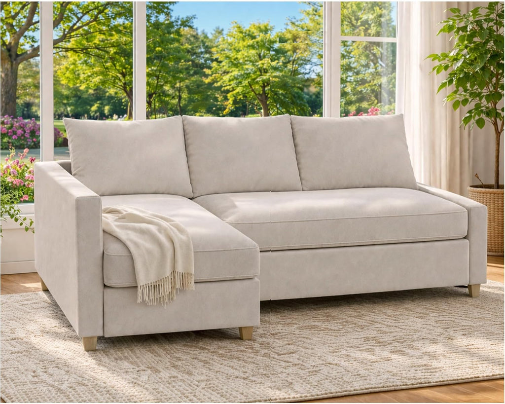 Durable Polyester Flax Friheten Sleeper Sofa Cover Replacement is Compatible with IKEA Friheten Sofa Bed, Or Corner, Or Sectional Slipcover. Sofa Cover Only (Light Beige Right Chaise)