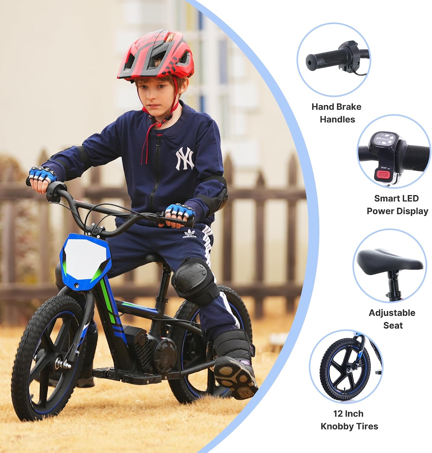 Lightweight Electric Dirt Bike for Kids, 340W Powerful Racing Grade Motorcycle Up to 12MPH, 24V Detachable Battery, 16-Inch Off-Road Tires, 3-Speed Modes Mini Motocross Bike- Ideal for Ages 5-8