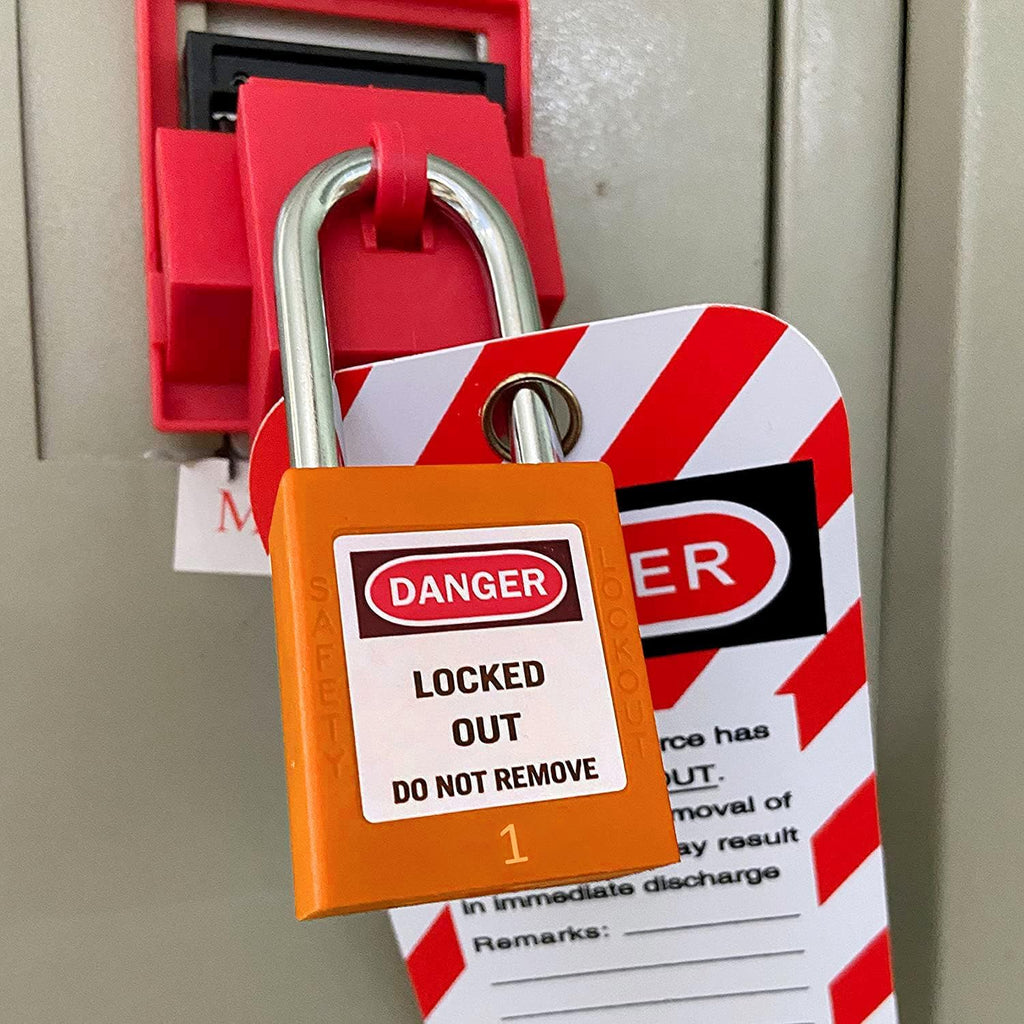 SAFBY 50 Keyed Different Lockout Tagout Locks with 50 Lock Out Tag Out Tags - Loto Safe Padlocks for Lock Out Tag Out Stations and Devices (1-50 Orange), SB30LC