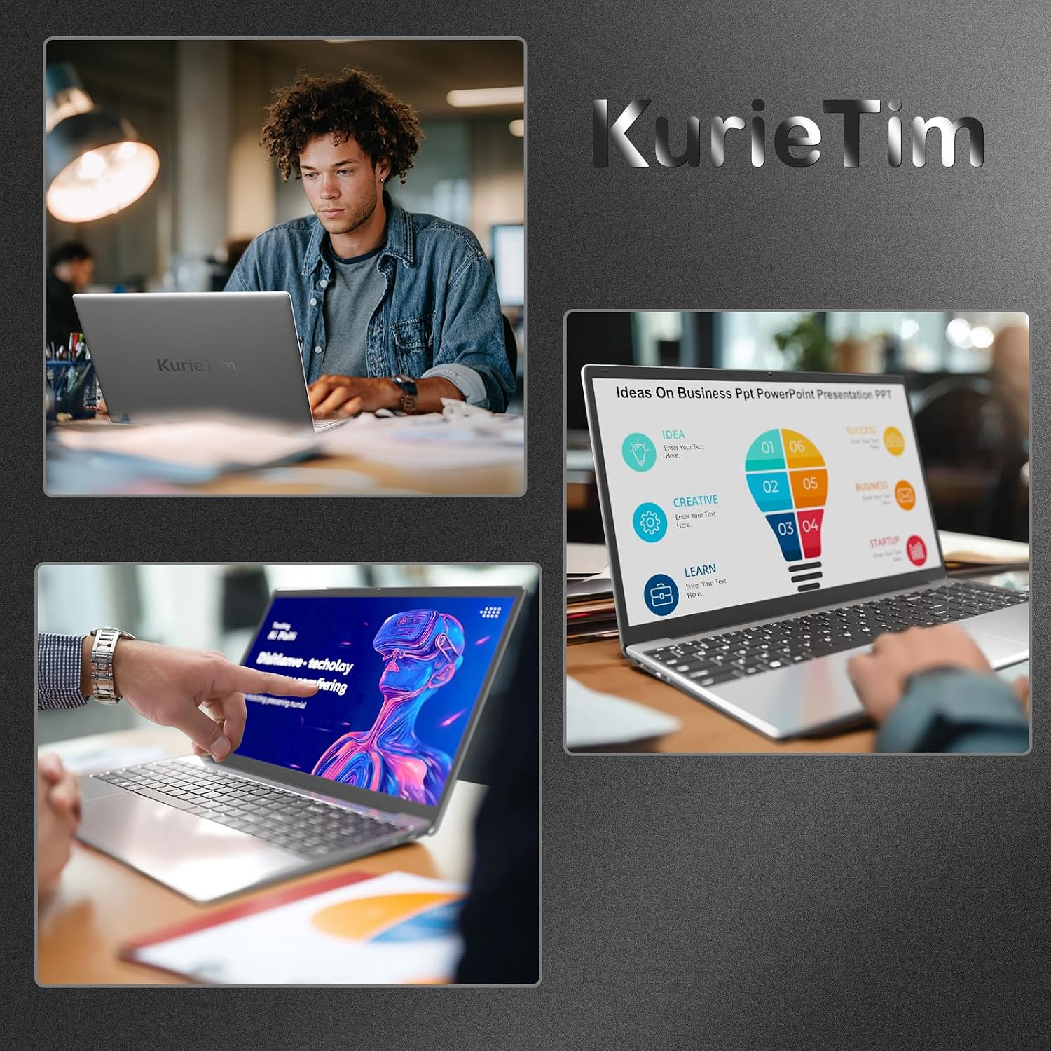 KurieTim 15.6' Laptop Computer, 32GB DDR4 RAM 512GB PCIe SSD, IntelN95 Processor(4C/4T, Up to 3.4GHz), Gaming Laptops with Backlight Keyboard, Fingerprint Reader, 8000mAh Battery, Win11 Pro,Silver