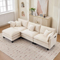 Opiesit Modular Sectional Sofa with Movable Ottoman, 110' 4-Seat Modern Couches for Living Room, Comfy L Shaped Couch Set with Deep Seat for Office and Apartment, Beige Chenille Fabric