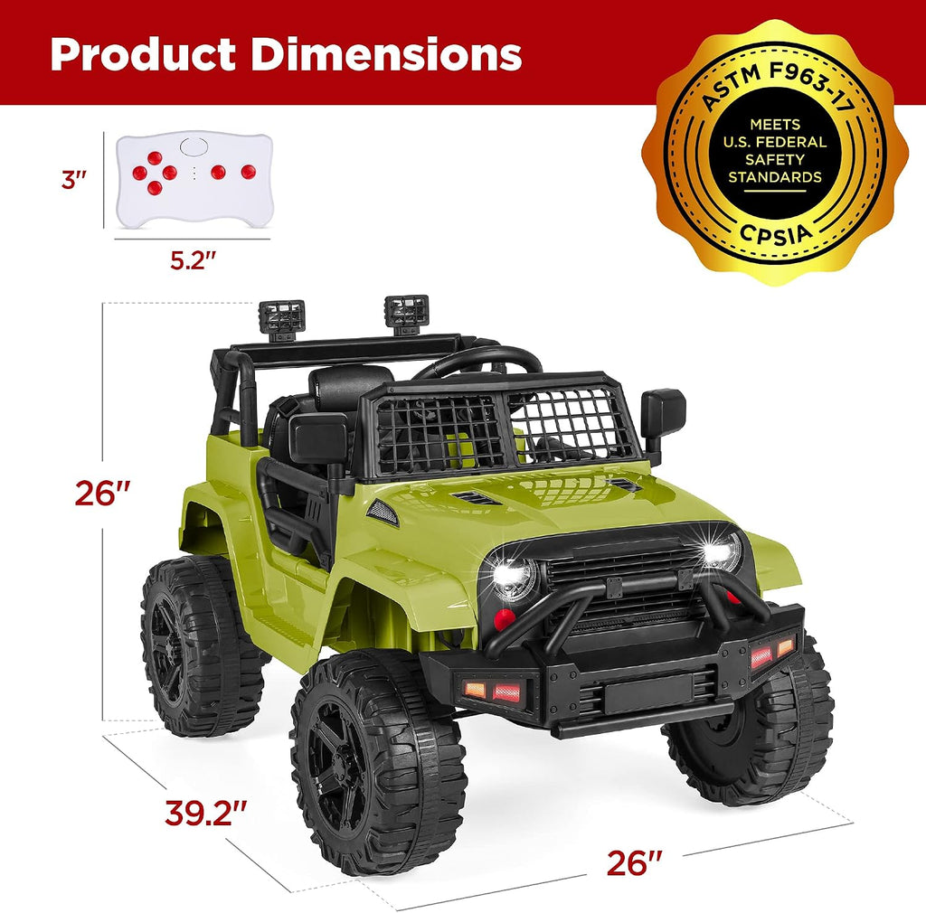 Best Choice Products 12V Kids Electric Vehicle Toy Ride On Car with Parent Remote Control for Toddlers, Seat Harness, 61 lbs Weight Capacity, Locking Doors, Spring Suspension, Bluetooth - Green