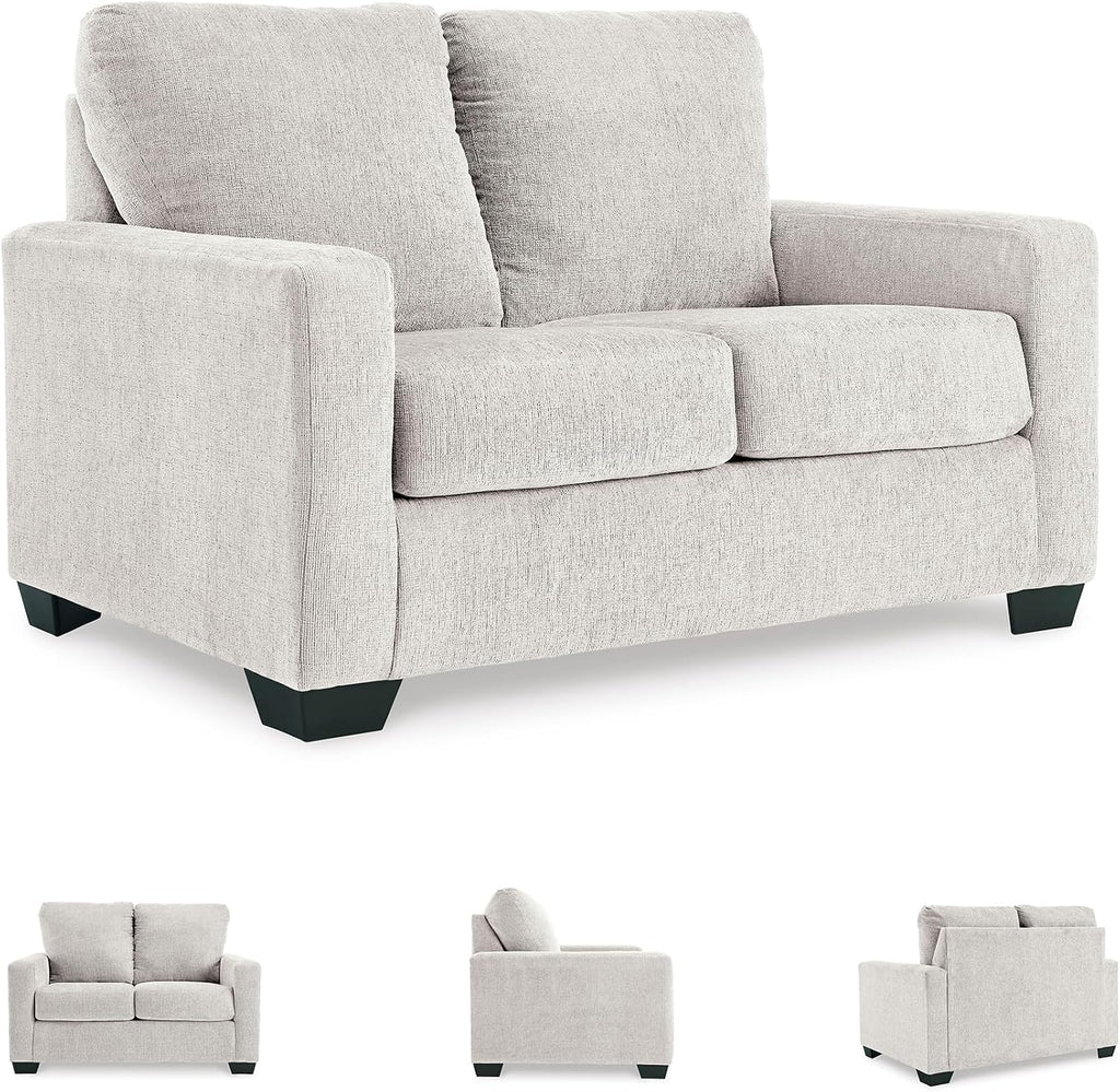 Signature Design by Ashley Rannis Coastal 2-in-1 Sofa Sleeper with Folding Gel Memory Foam Mattress, Twin, White