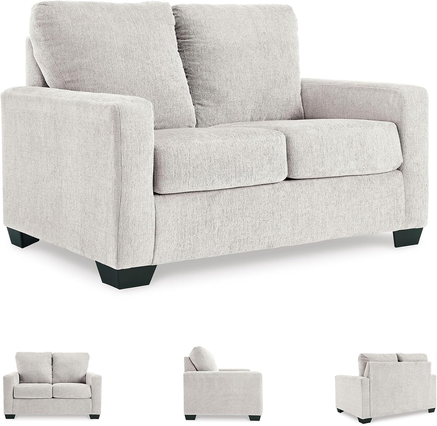 Signature Design by Ashley Rannis Coastal 2-in-1 Sofa Sleeper with Folding Gel Memory Foam Mattress, Twin, White