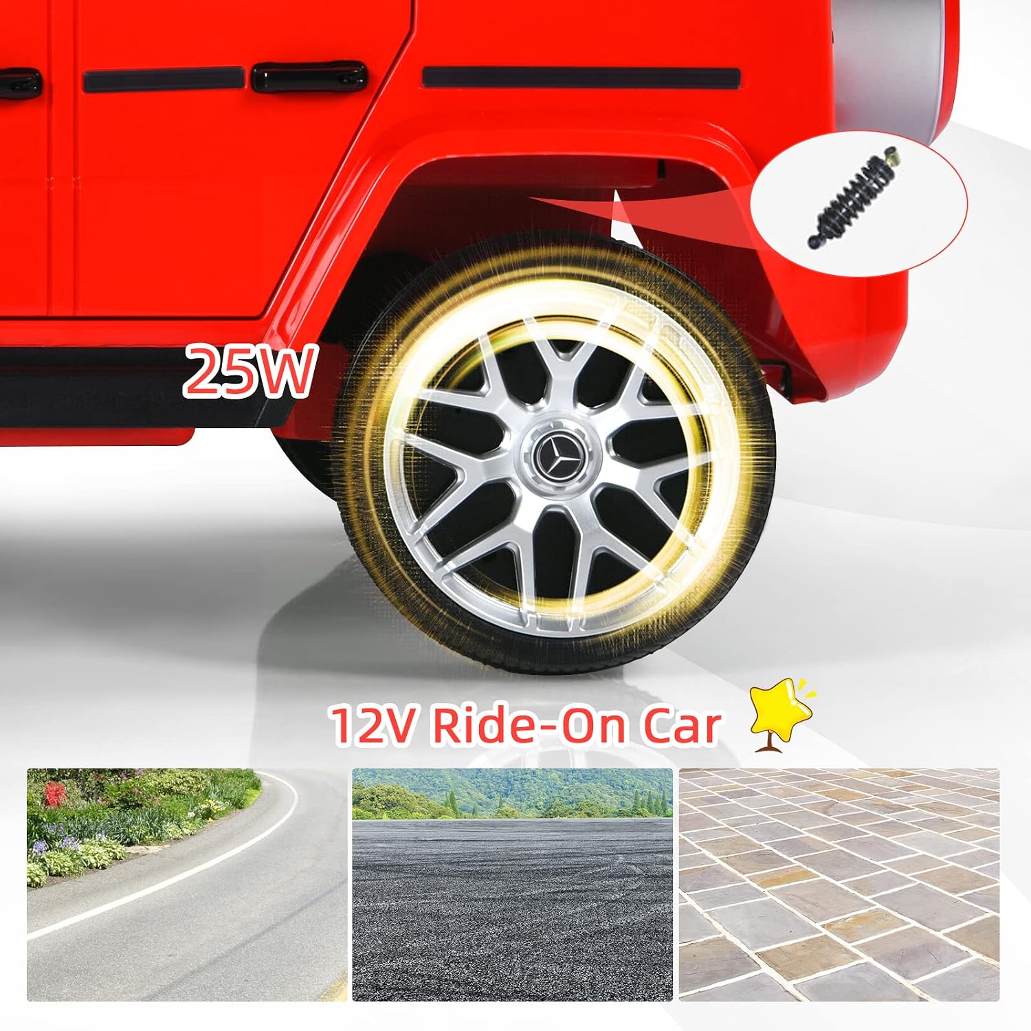 INFANS Licensed Mercedes Benz G63 Kids Ride On Car, 12V Electric Vehicle with Remote Control, Double Open Doors, Music, Bluetooth, Wheels Suspension, Battery Powered for Children Boy Girl (Red)