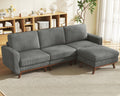Vesgantti 97' Modular Sectional Sofa Dark Gray, L-Shaped Couch with Movable Ottoman, Comfy Corduroy Couch with Spring Cushion, Modular Sofa with Deep Seat for Living Room, Bedroom and Apartment