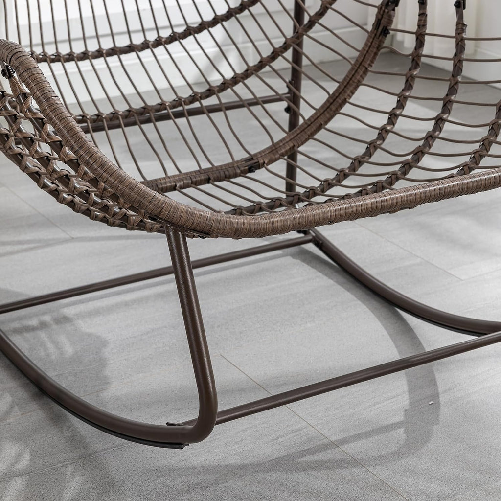 Outdoor Rocking Chairs Set of 2, Patio Oversized Egg Rocking Chair,Indoor & Outdoor Upholstered Papasan Chairs, Modern Lounge Chair for Balcony,Living Room Patio, Front Porch, Garden