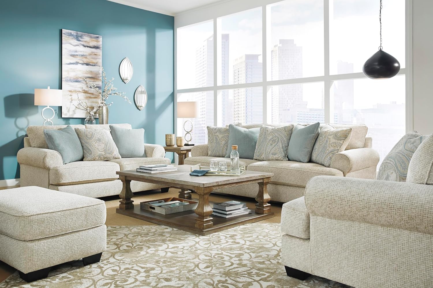 Signature Design by Ashley Monaghan Classic Upholstered Oversized Chair with Toss Pillow, Light Brown