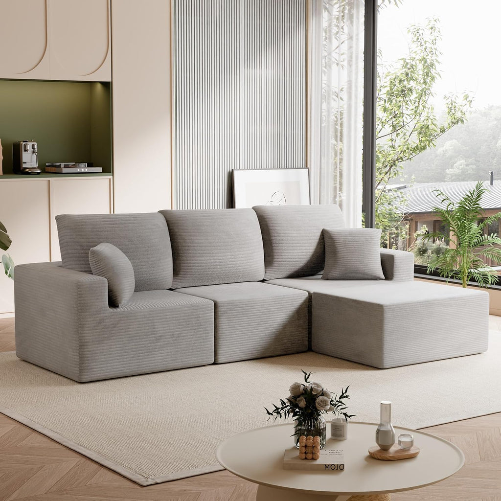 Homall Sectional Couches for Living Room, Modern Boneless Couch with Deep Seat, Upholstered Cloud Sofa, No Assembly Required (Grey, L Shaped Sofa)