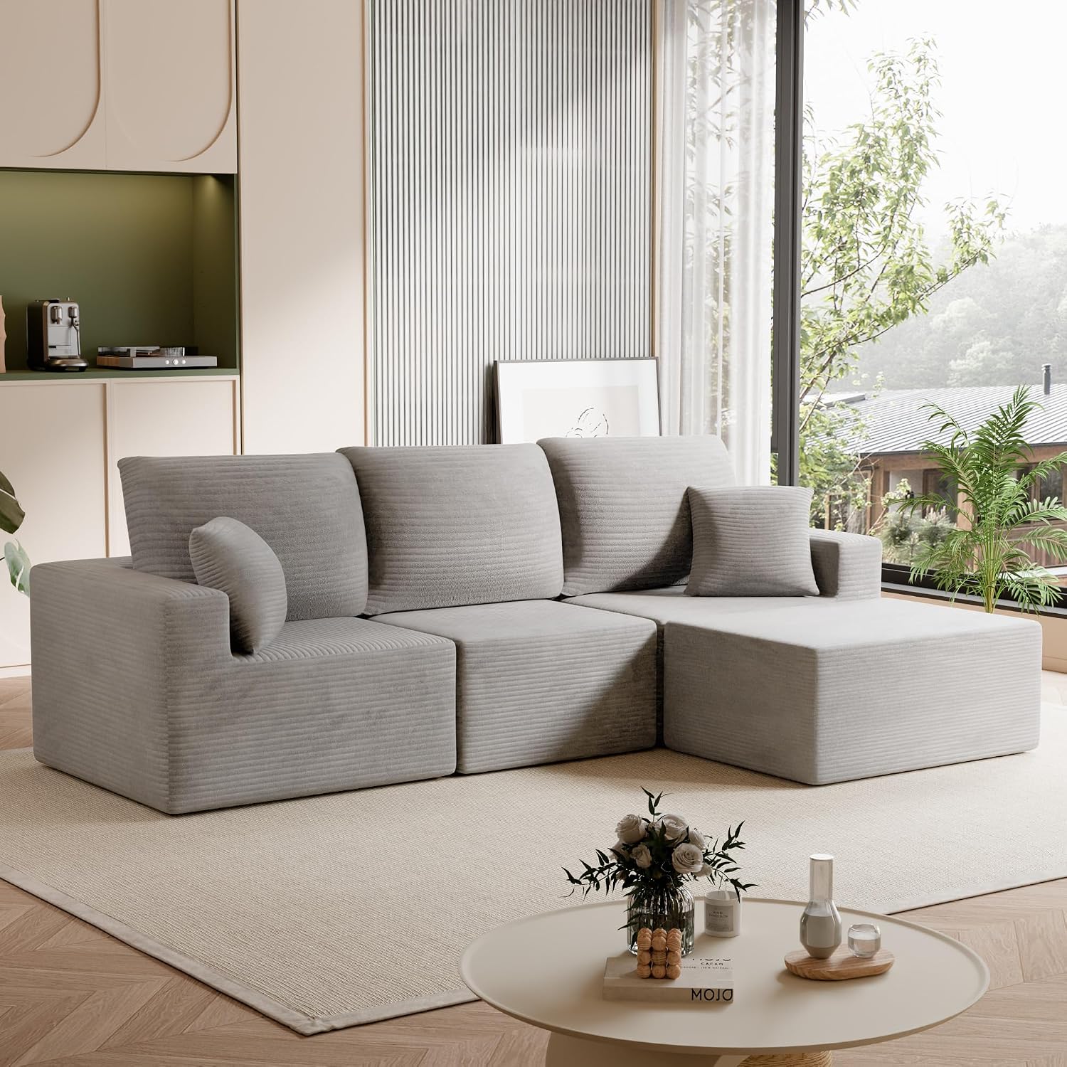 Homall Sectional Couches for Living Room, Modern Boneless Couch with Deep Seat, Upholstered Cloud Sofa, No Assembly Required (Grey, L Shaped Sofa)