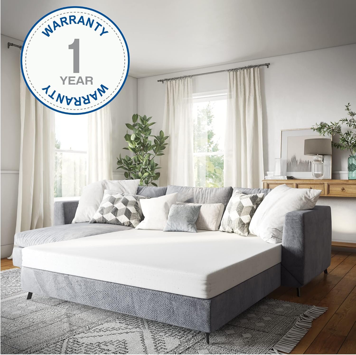 Vibe Gel Memory Foam Sofa Bed Mattress| Replacement Mattress for Queen Size Sleeper Sofa and Couch Beds, White