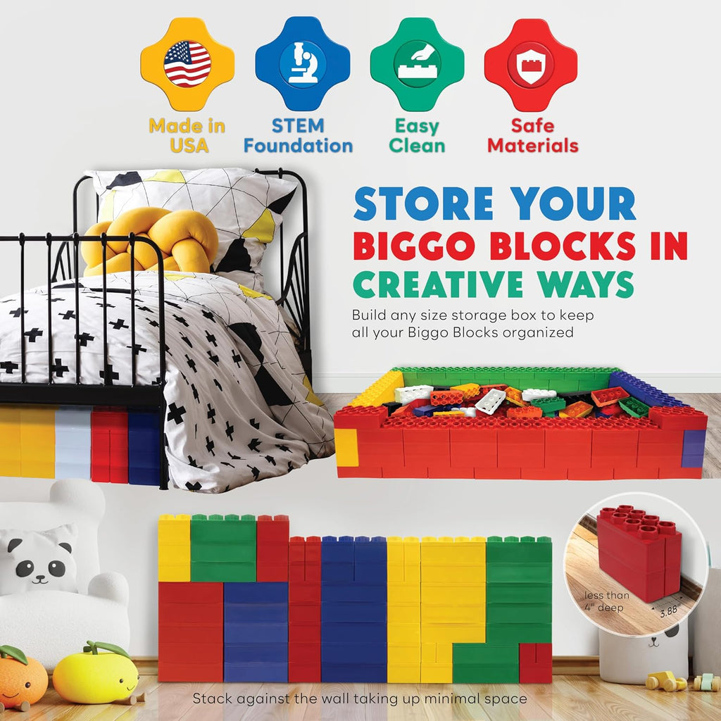 BiggoBlocks Large Building Blocks for Kids Ages 3-8 – 336 Piece Mega Set – Indoor & Outdoor STEM Toy for Boys & Girls