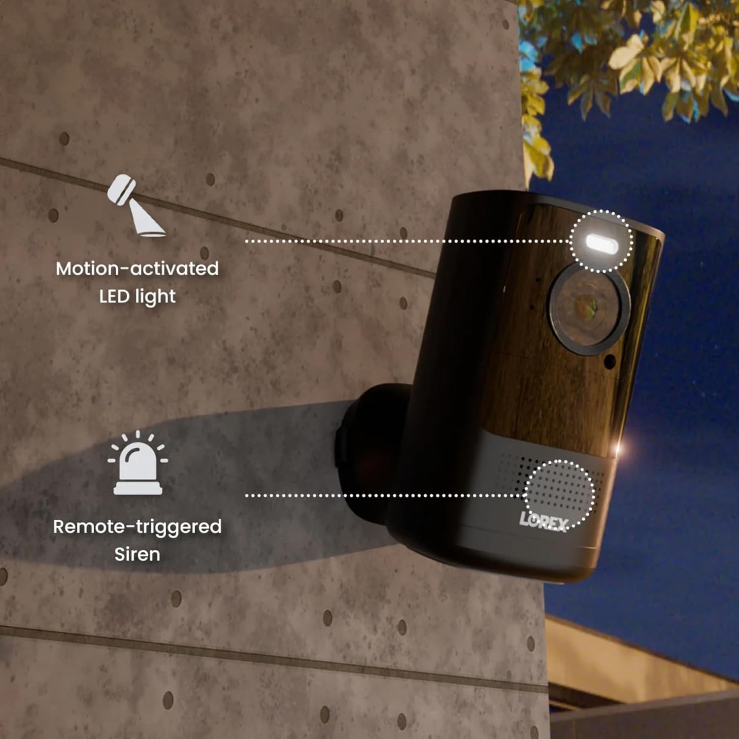 Lorex 4K Battery-Operated Wi-Fi Spotlight Camera | Black | 2-Way Talk | Color Night Vision | Person & Vehicle Detection | Siren | MicroSD Not Included | Cloud-Enabled | IP65 Weatherproof