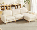 Vesgantti 97' Modular Sectional Sofa Beige, L-Shaped Couch with Movable Ottoman, Comfy Corduroy Couch with Spring Cushion, Modular Sofa with Deep Seat for Living Room, Bedroom and Apartment