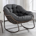 HOMEFUN Nursery Rocking Chairs Oversized Papasan Chair Indoor with Padded Cushion Upholstered Glider for Reading Living Rooms BedroomsOffices, Grey