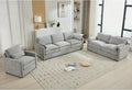 Harper & Bright Designs 3-Piece Chenille Fabric Upholstered Sofa Set with Oversized Comfy Cloud 3-Seater Couch, Loveseat Sofa and Armchair, Double Plush Cushion for Living Room