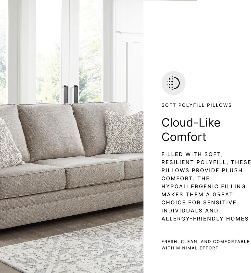 Signature Design by Ashley Gaelon Transitional 2-in-1 Sofa Sleeper with Folding Gel Memory Foam Mattress, Nailheads and 2 Accent Pillows, Queen, Beige